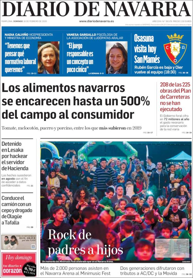 Portada de Diario de Navarra (España)