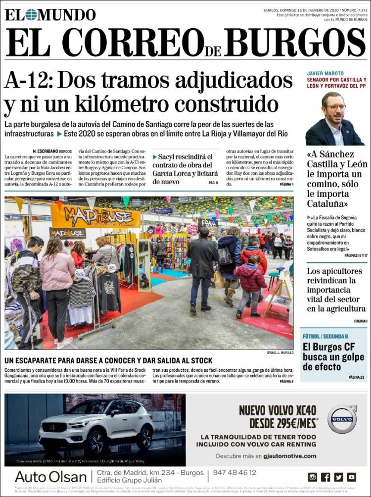 Portada de El Correo de Burgos (España)