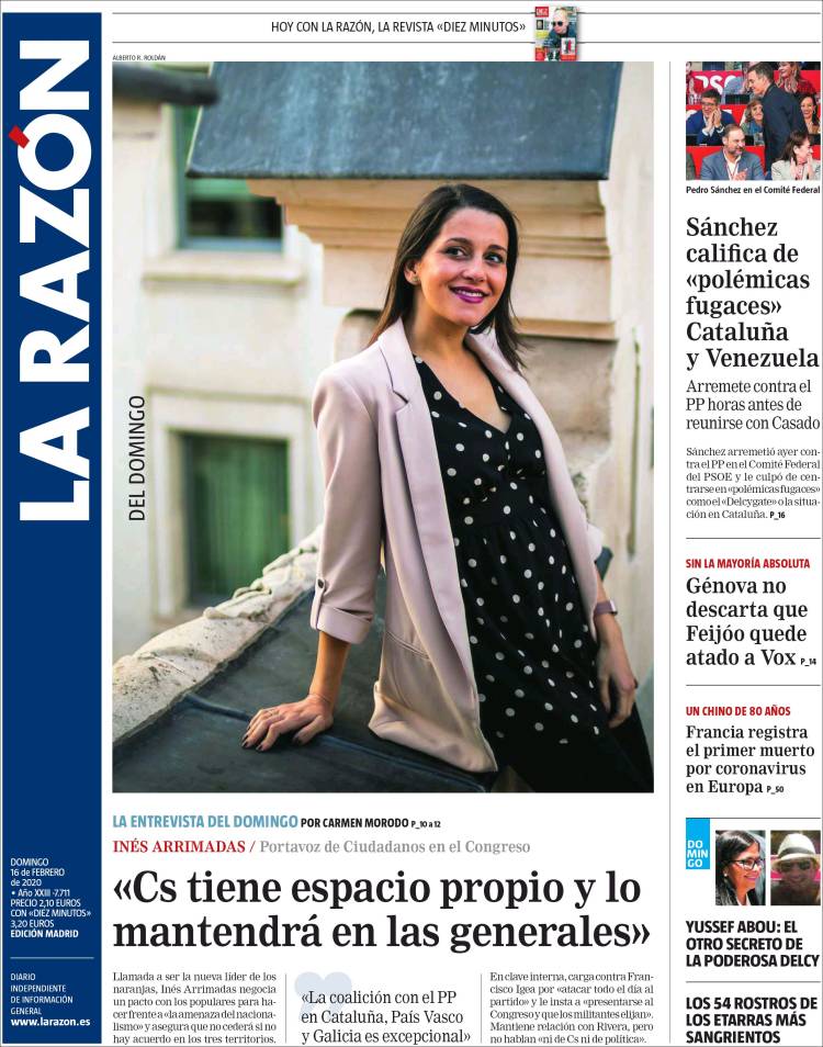 Portada de La Razón (España)