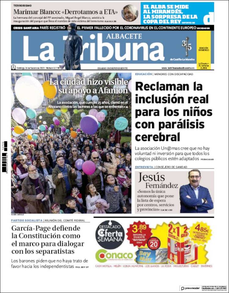 Portada de La Tribuna de Albacete (España)