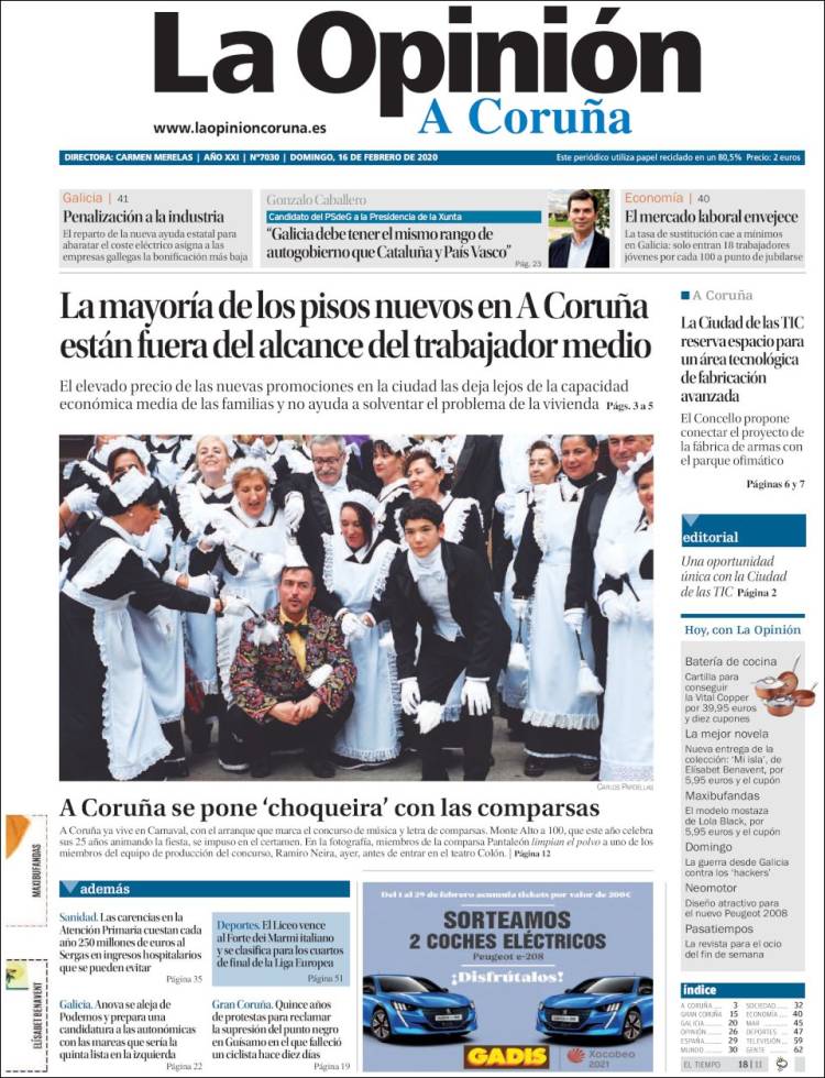 Portada de La Opinión de A Coruña (España)