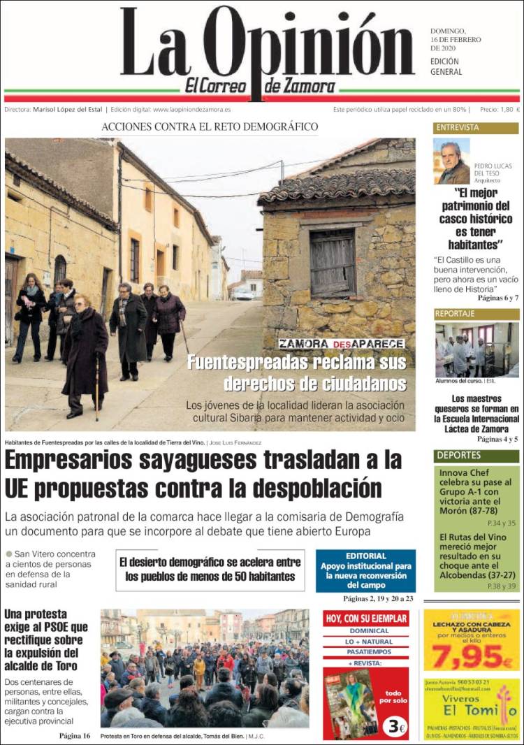 Portada de La Opinión - El Correo de Zamora (España)