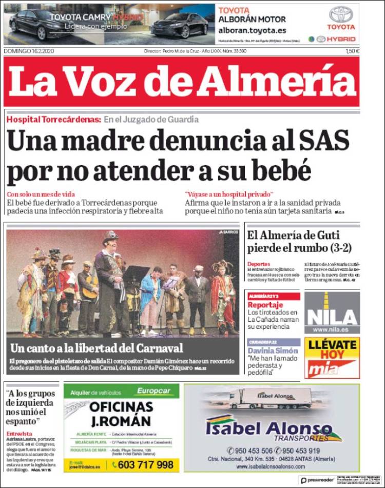 Portada de La Voz de Almería (España)