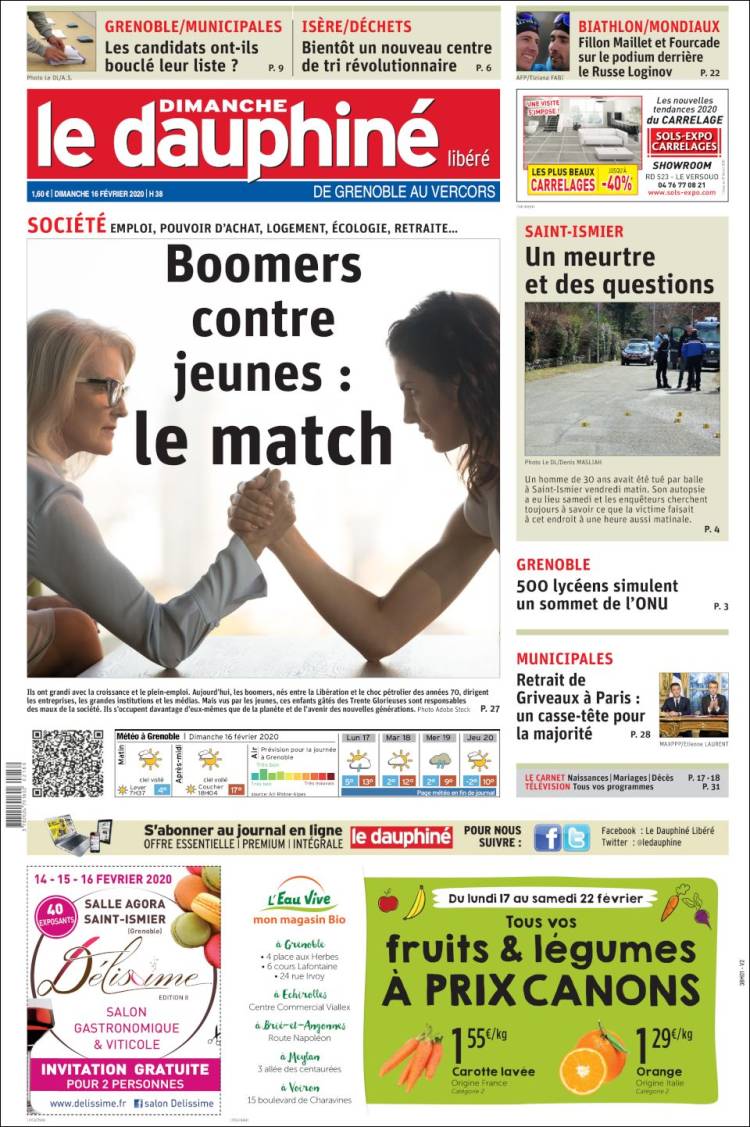Portada de Le Dauphiné Libéré (Francia)