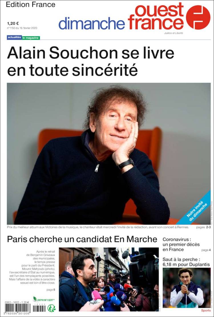 Portada de Ouest France (Francia)