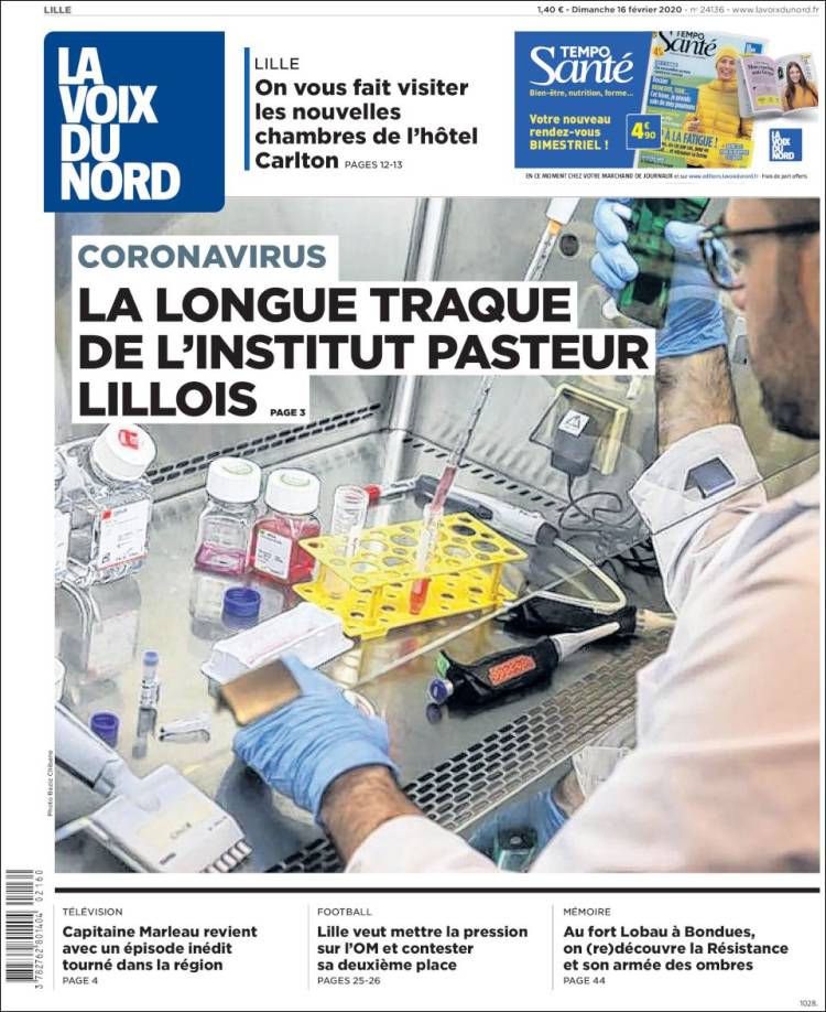 Portada de La Voix du Nord (Francia)