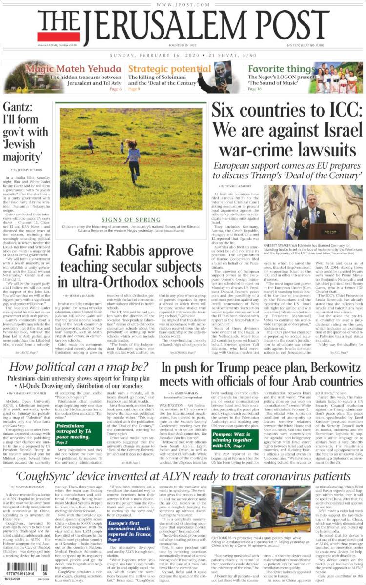 Portada de The Jerusalem Post (Israel)
