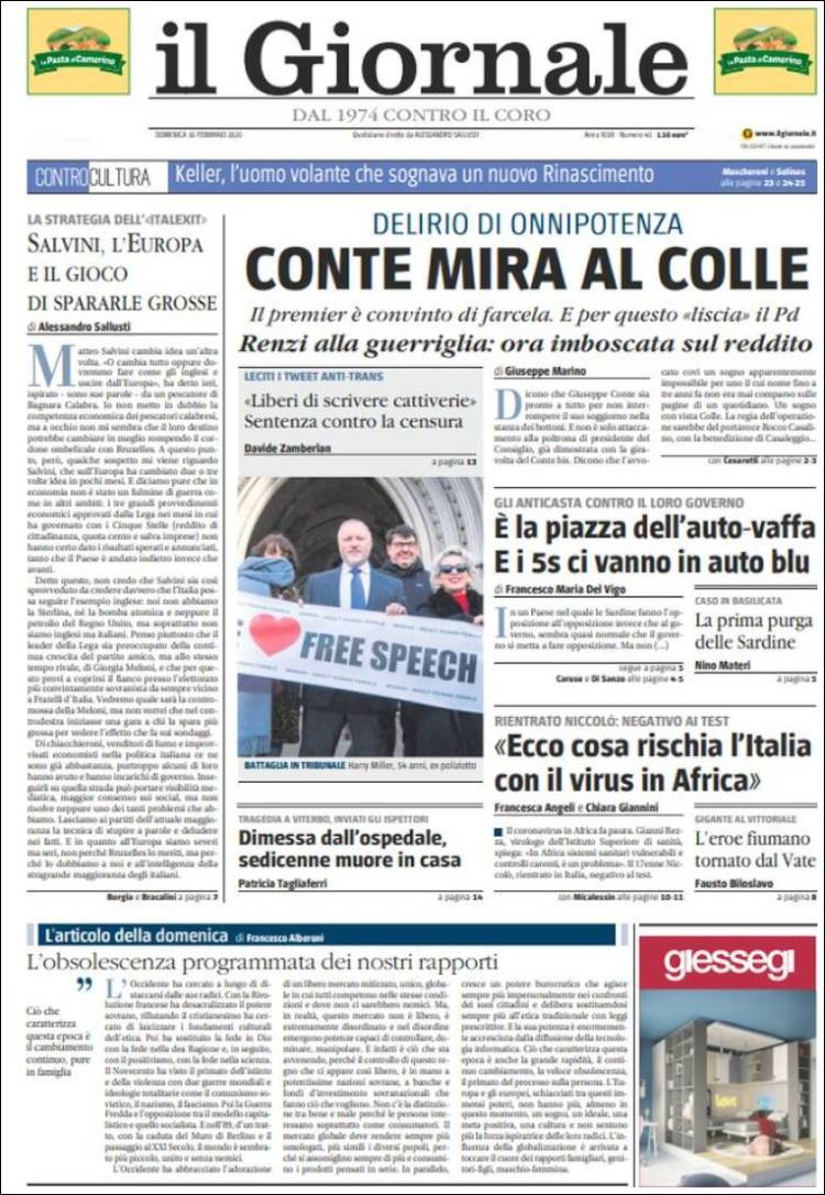 Portada de il Giornale (Italia)