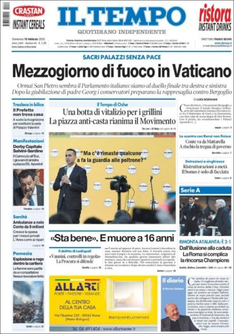 Portada de Il Tempo (Italia)