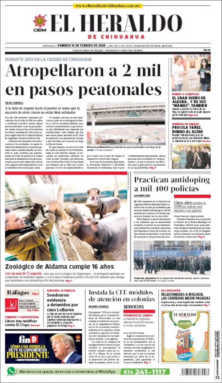 Portada de El Heraldo de Chihuahua (México)