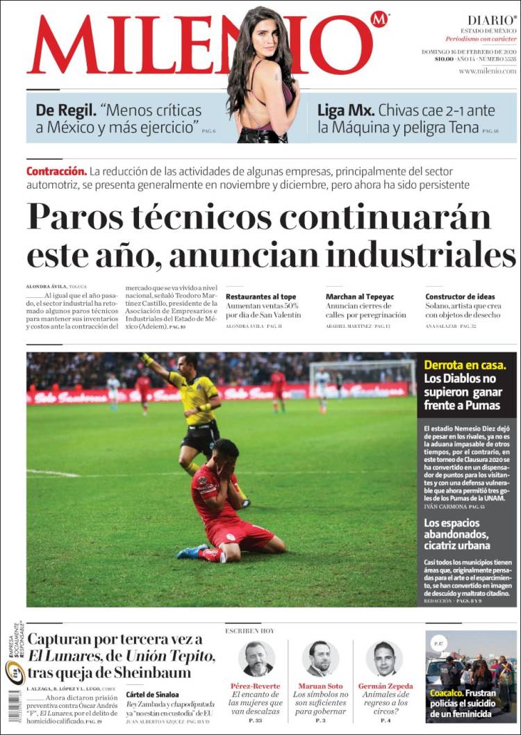 Portada de Milenio - Estado de México (México)