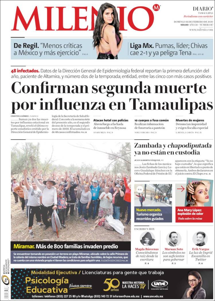 Portada de Milenio - Tamaulipas (México)