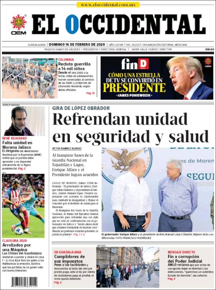 Portada de El Occidental (Mexico)