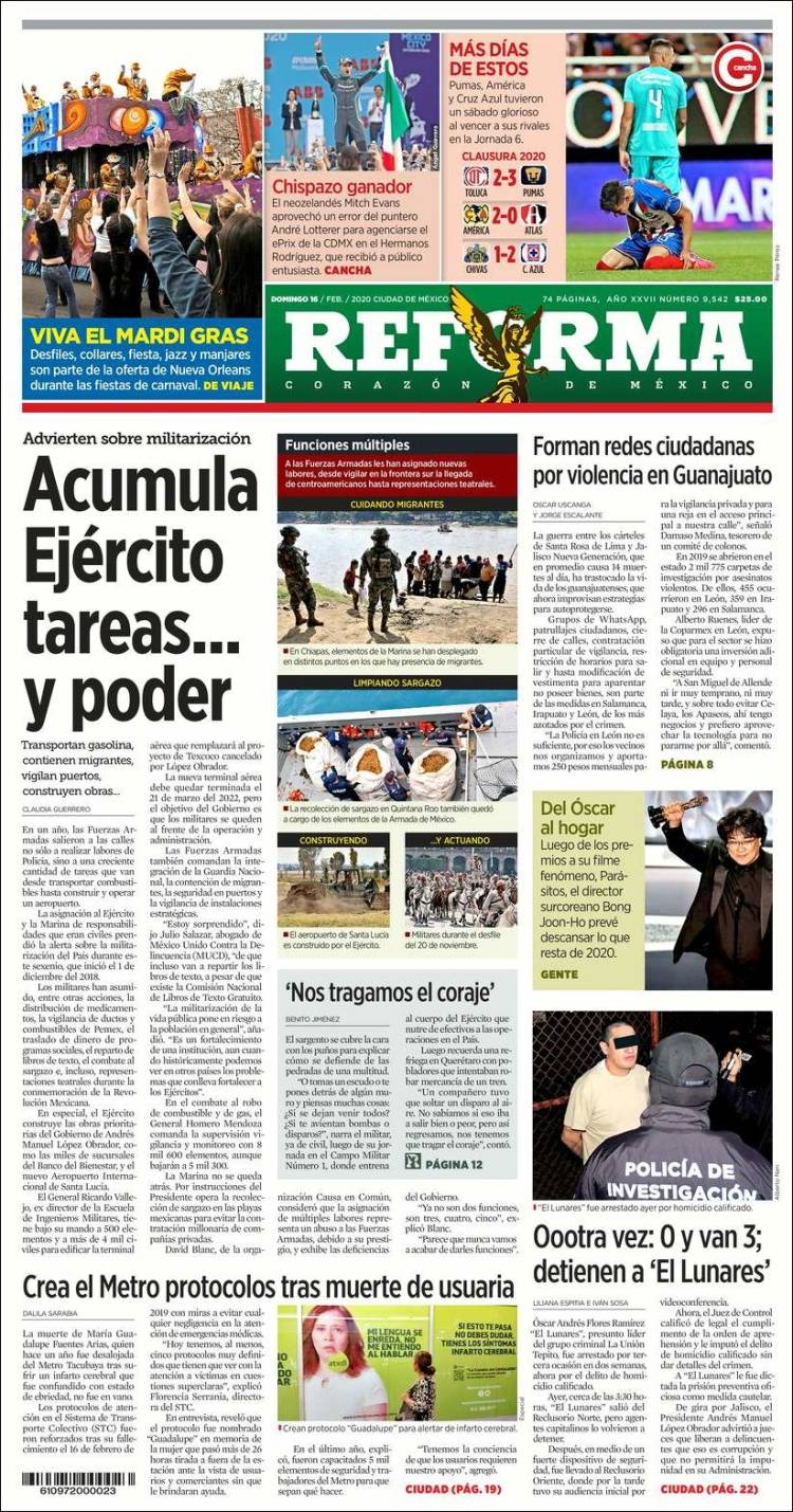 Portada de Reforma (México)