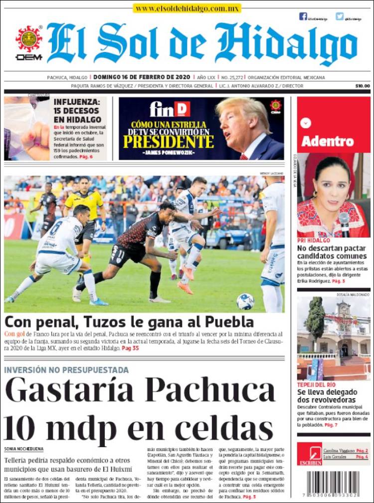 Portada de El Sol de Hidalgo (México)