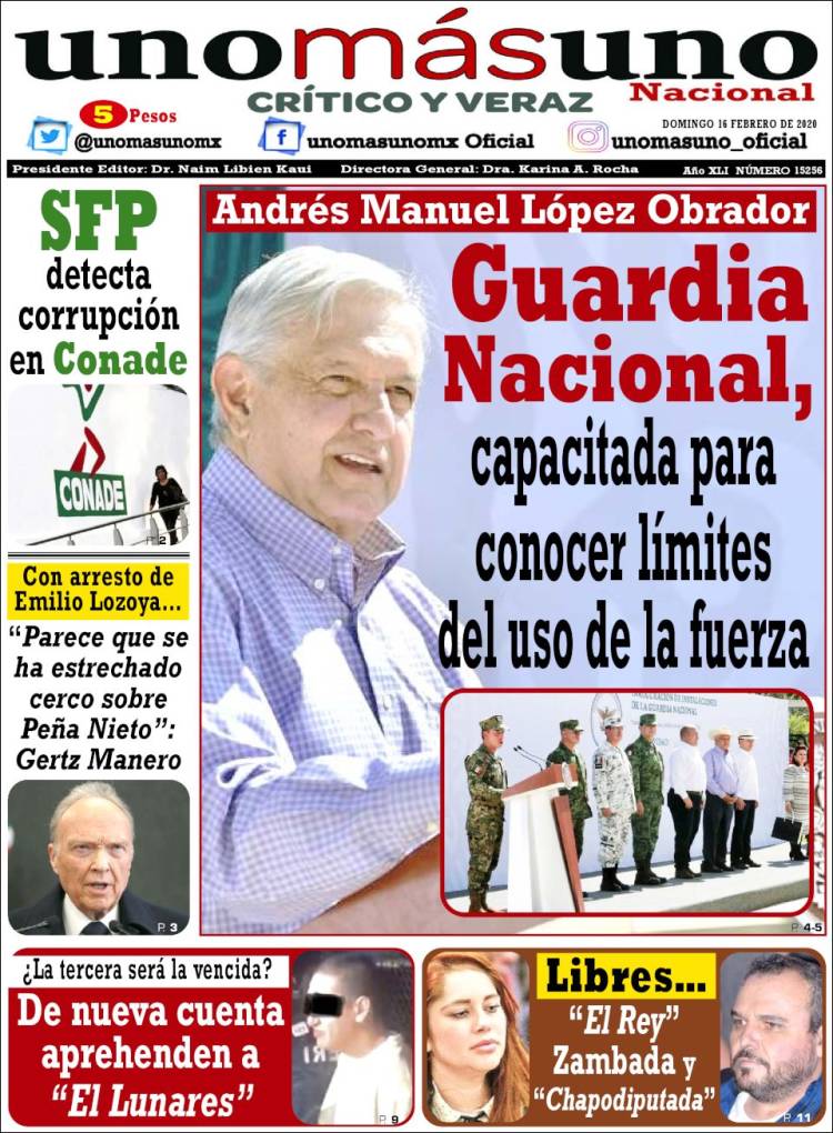 Portada de unomásuno (México)