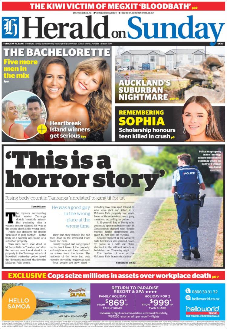 Portada de The New Zealand Herald (Nueva Zelanda)