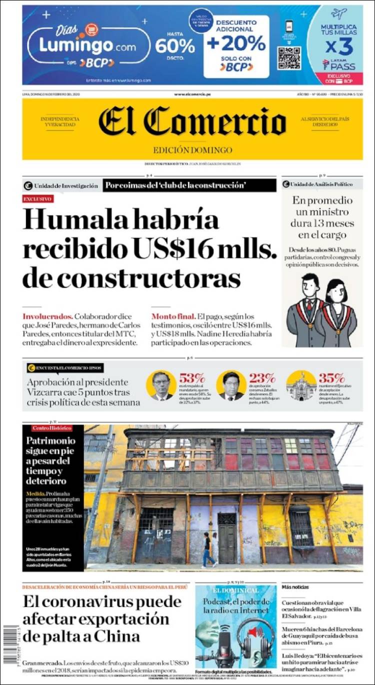 Portada de El Comercio (Perú)