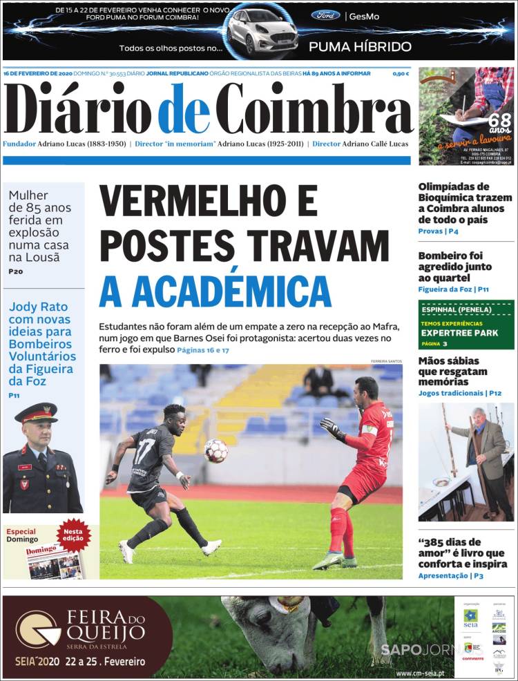 Portada de Diário de Coimbra (Portugal)