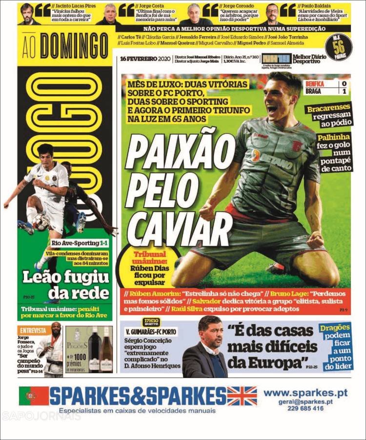 Portada de O Jogo (Portugal)