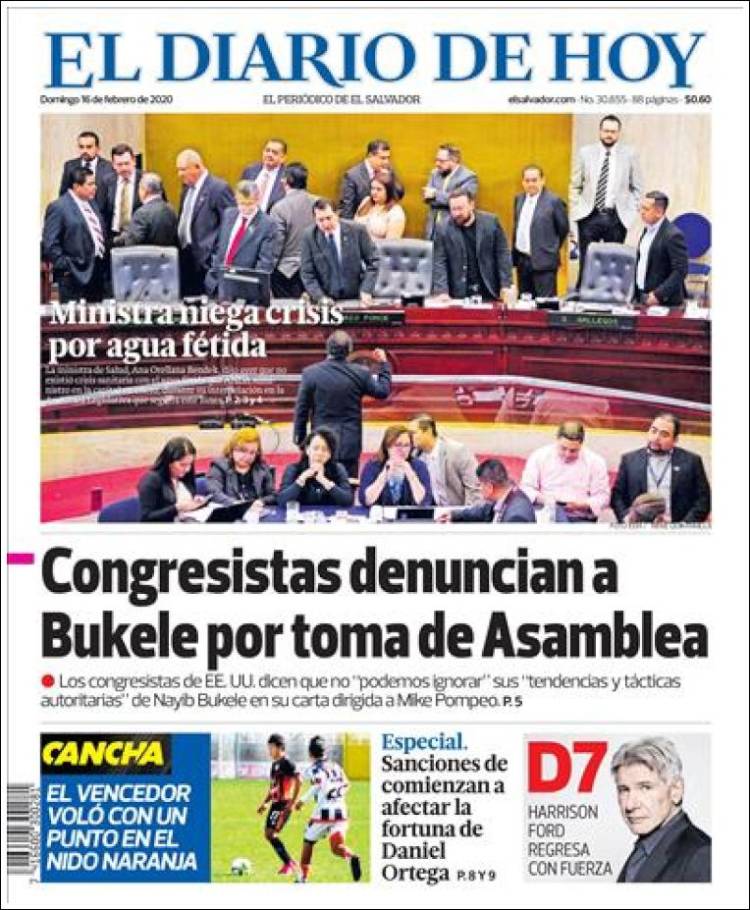 Portada de El Diario de Hoy (El Salvador)