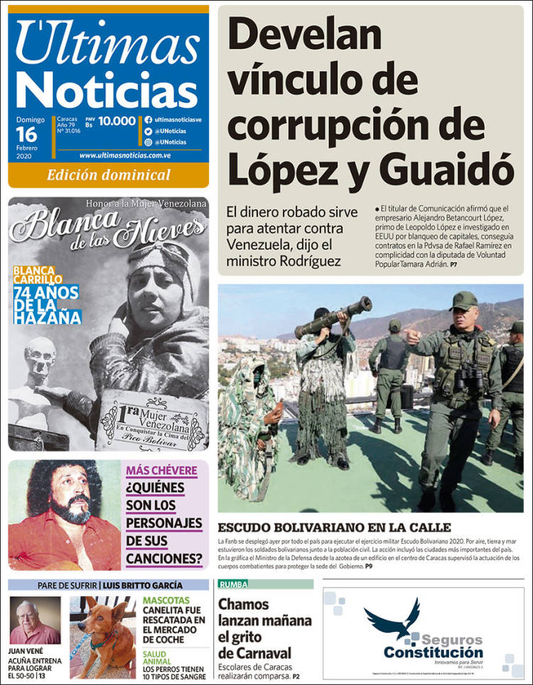 Portada de Últimas Noticias (Venezuela)