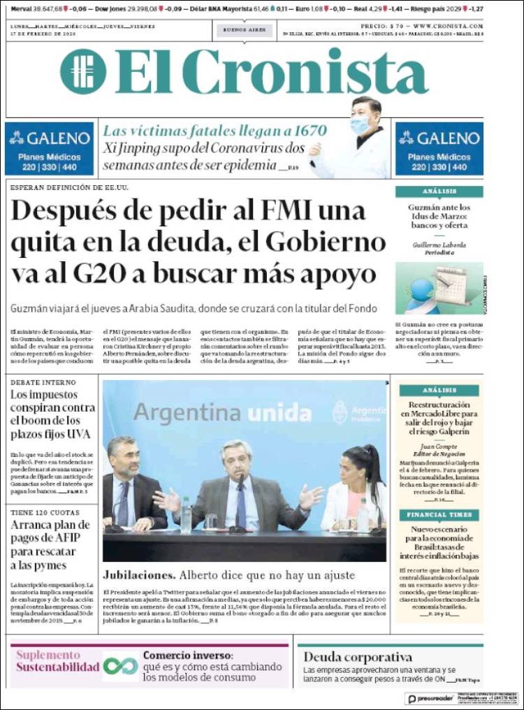 Portada de El Cronista Comercial (Argentina)