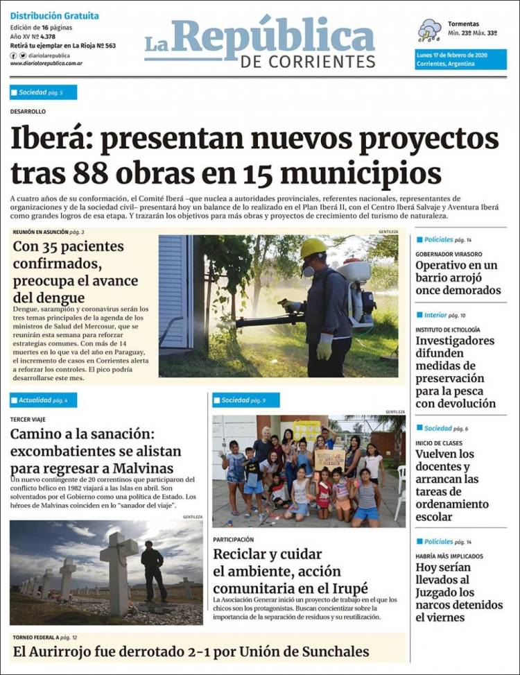 Portada de La República de Corrientes (Argentina)