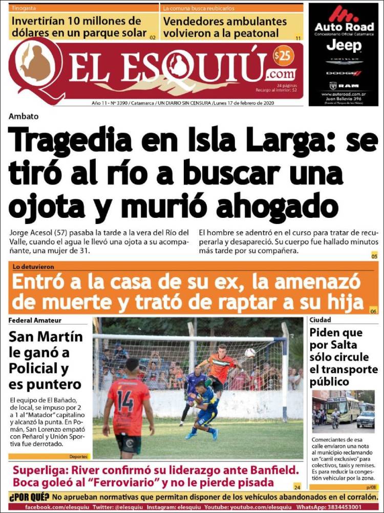 Portada de El Esquiu (Argentina)