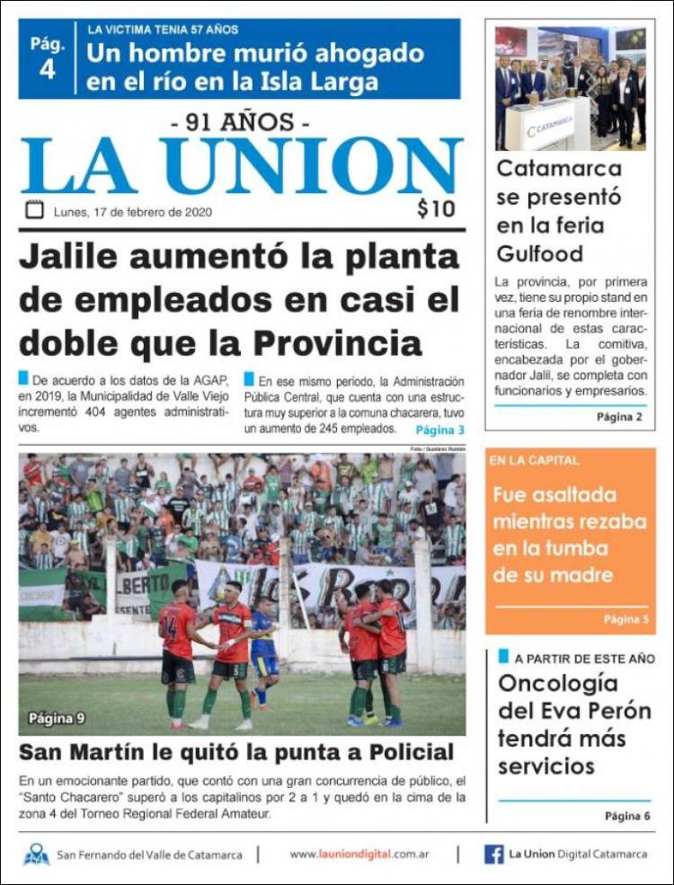 Portada de La Unión (Argentina)