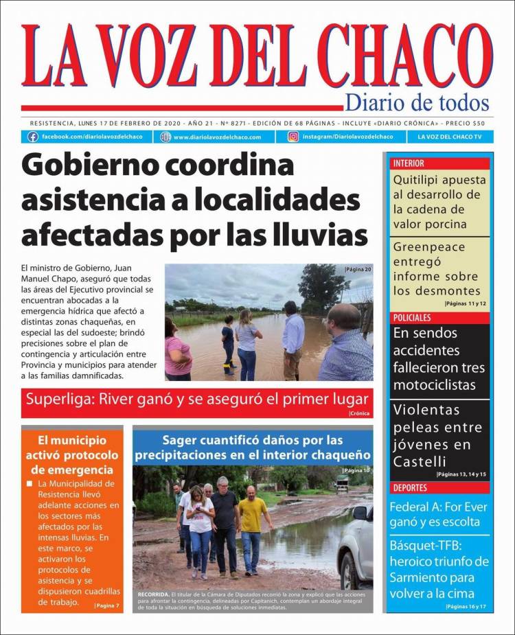 Portada de La Voz del Chaco (Argentina)