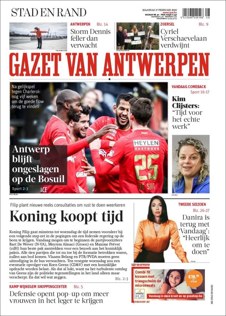 Portada de Gazet van Antwerpen (B&eacute;lgica)