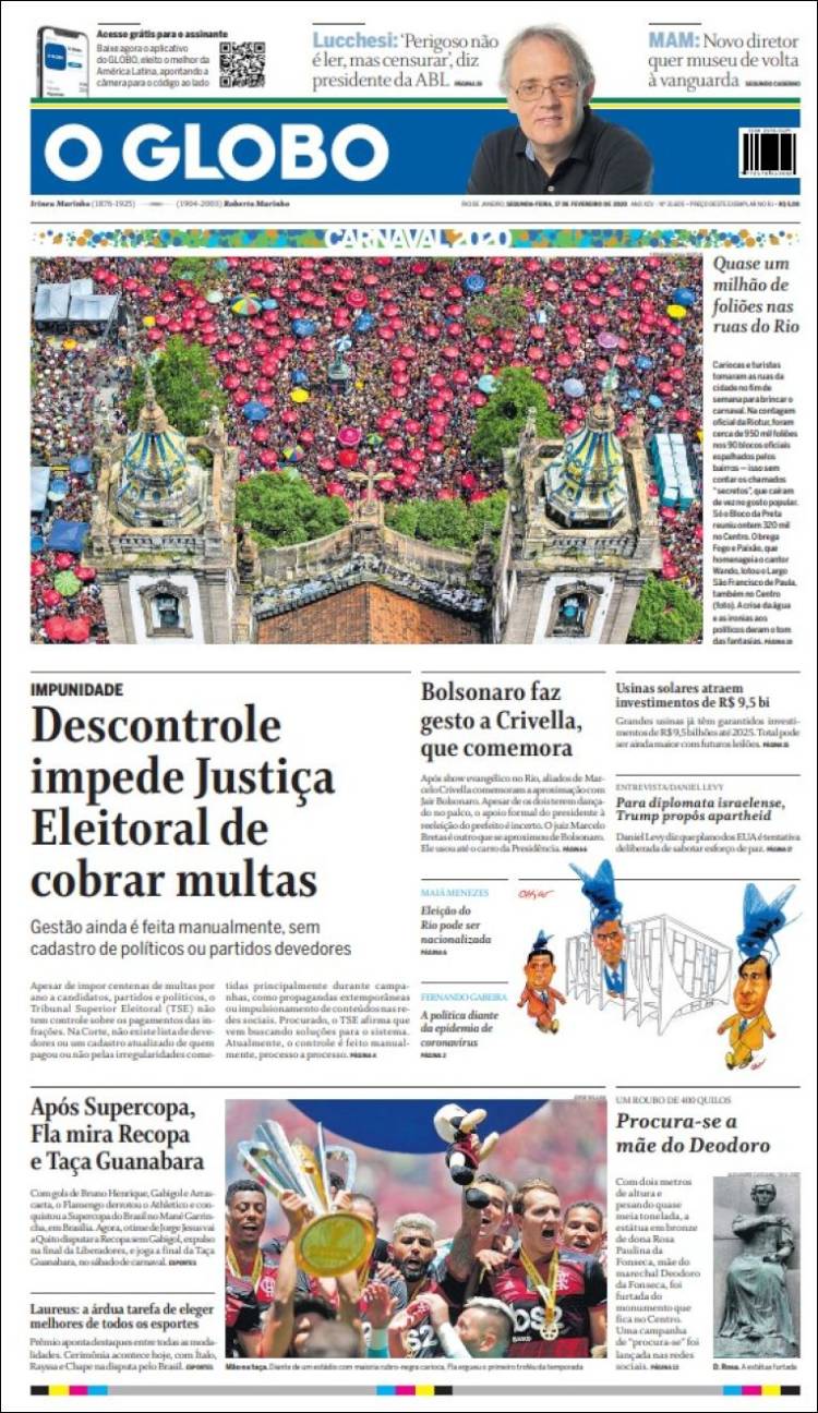 Portada de O Globo (Brasil)