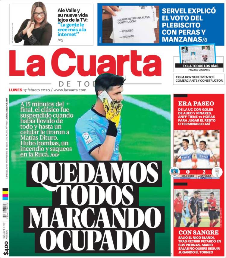 Portada de La Cuarta (Chile)