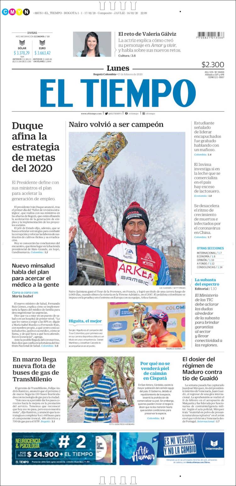 Portada de El Tiempo (Colombia)