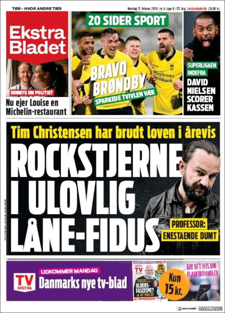 Portada de Ekstra Bladet (Dinamarca)