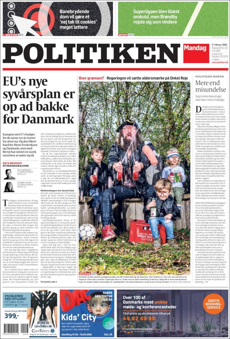 Portada de Politiken (Dinamarca)