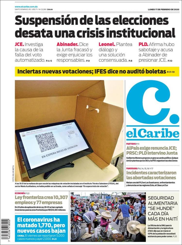 Portada de El Caribe (R. Dominicana)