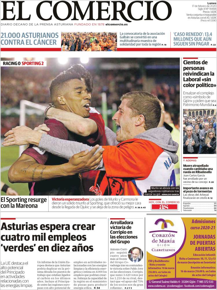 Portada de El Comercio (Espa&ntilde;a)