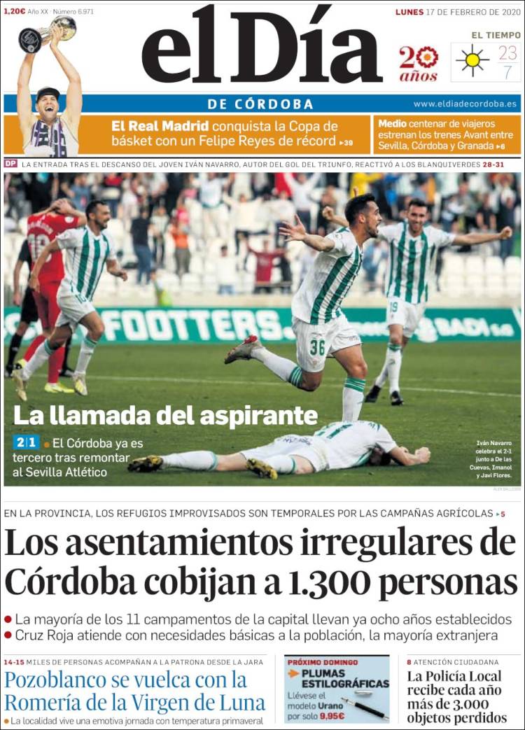 Portada de El Día de Córdoba (Espa&ntilde;a)