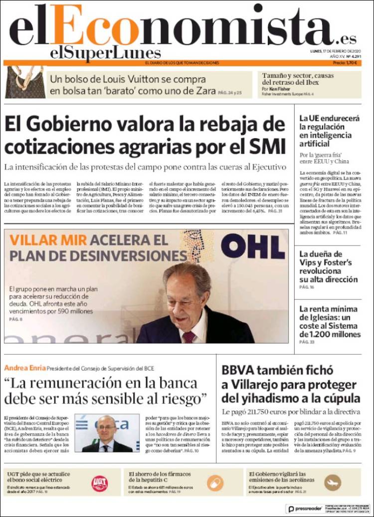 Portada de El Economista (Espa&ntilde;a)
