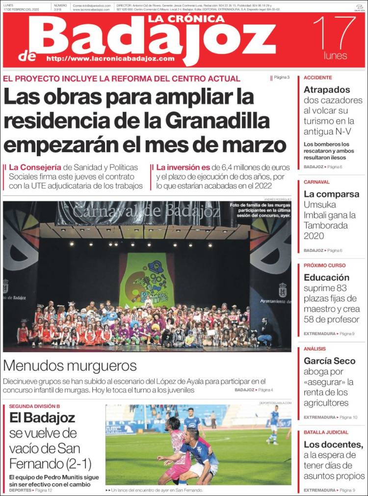 Portada de El Periódico de Extremadura (Espa&ntilde;a)