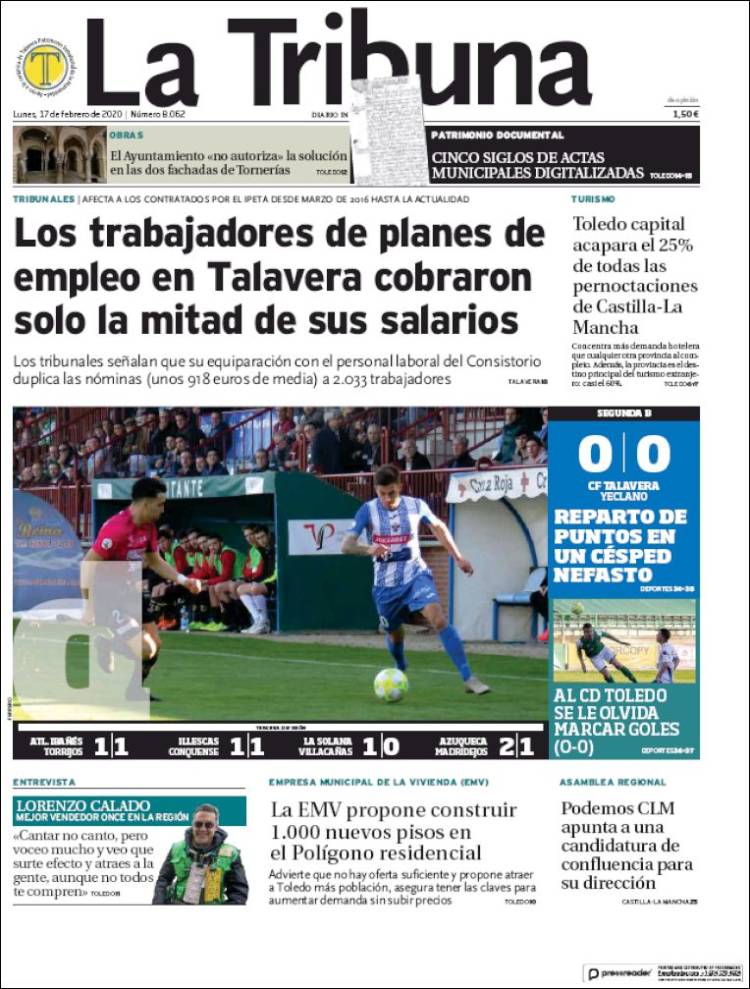 Portada de La Tribuna de Toledo (Espa&ntilde;a)
