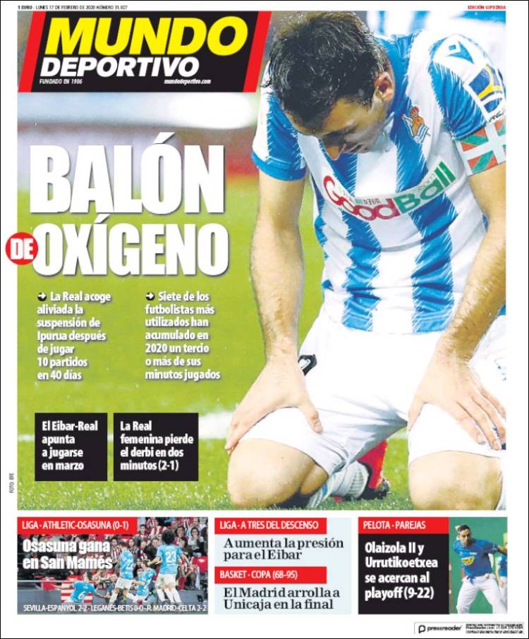 Portada de Mundo Deportivo Gipuzkoa (Espa&ntilde;a)