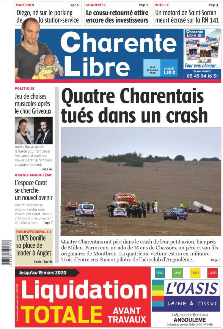 Portada de Charente Libre (Francia)