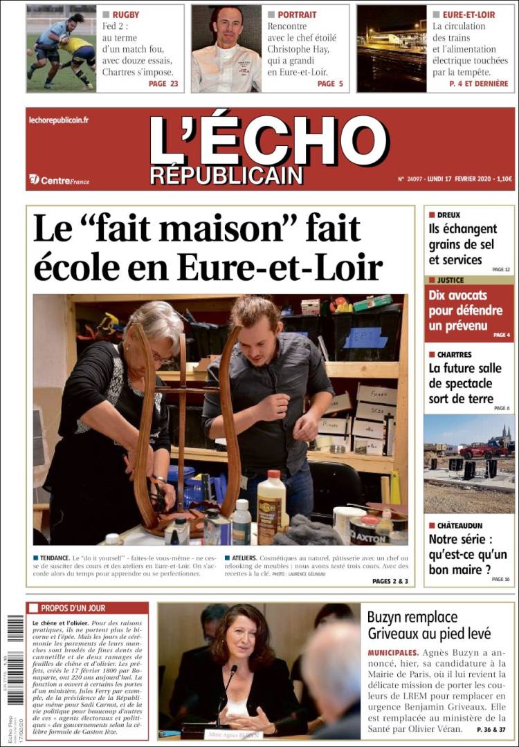 Portada de L'Echo Républicain (Francia)