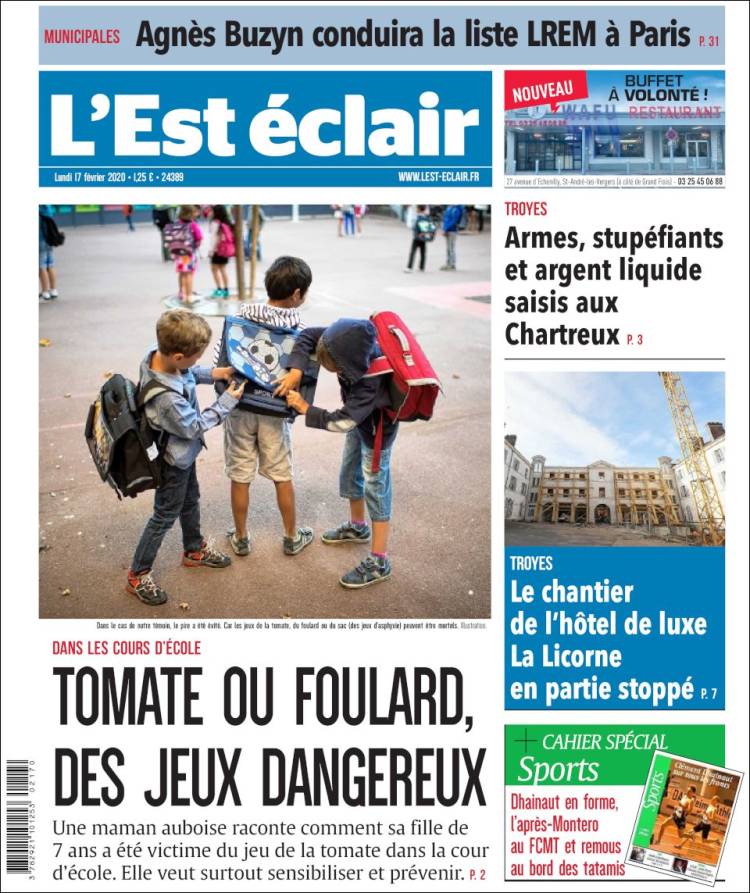 Portada de L'Est Eclair (Francia)