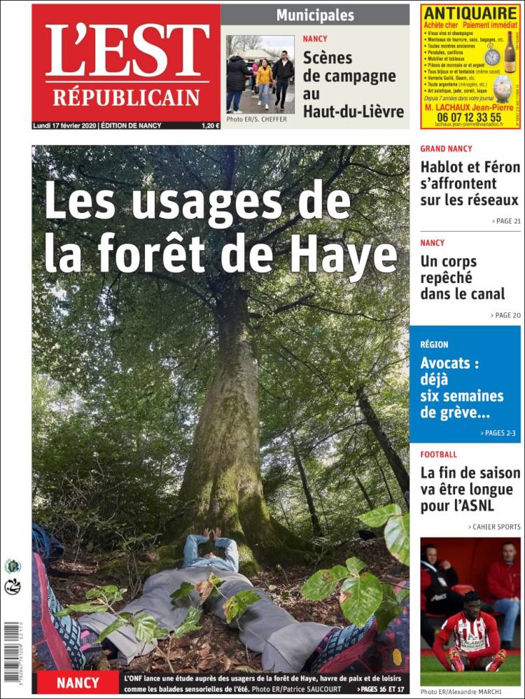 Portada de L'Est Republicain (Francia)