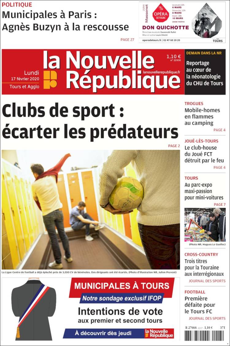 Portada de La Nouvelle Republique (Francia)