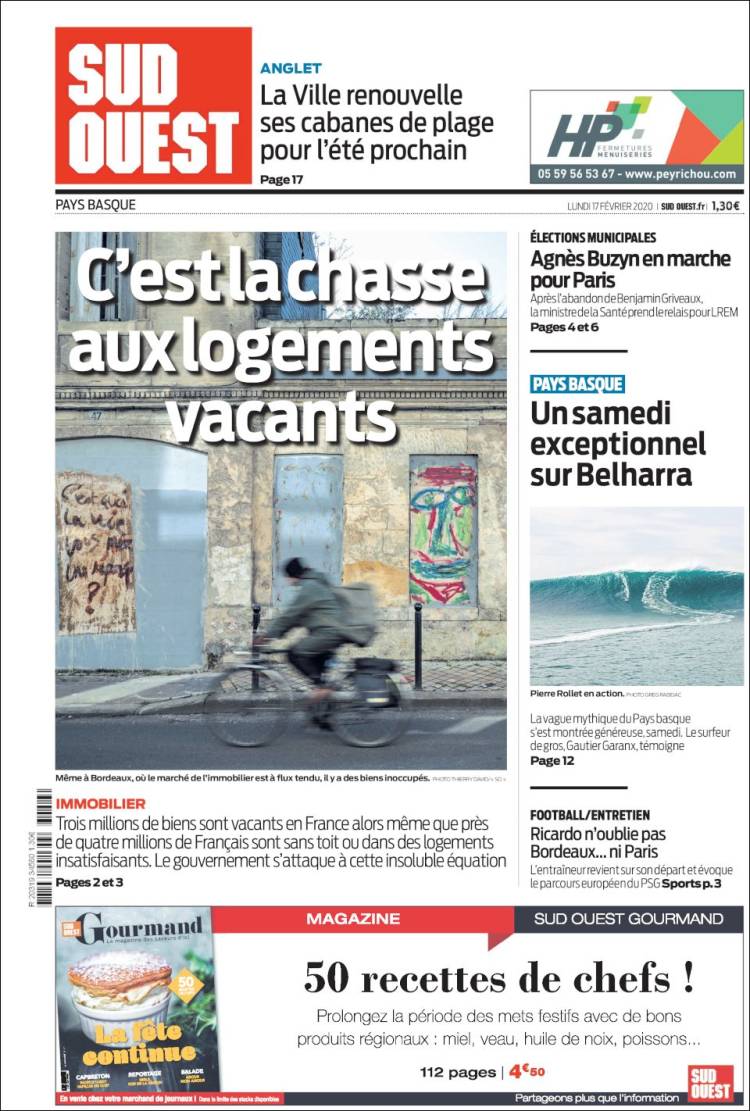 Portada de Sud Ouest (Francia)